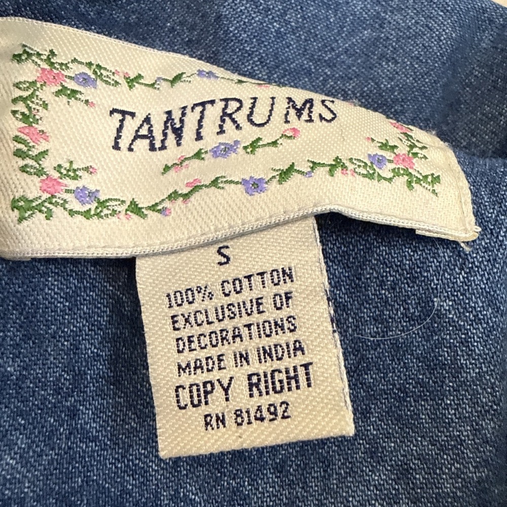 Tantrums Denim Patchwork Embroidered Jacket Faux Suede Coat Sz S Trucker Boho - Picture 7 of 8